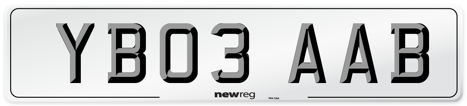 YB03 AAB Number Plate from New Reg